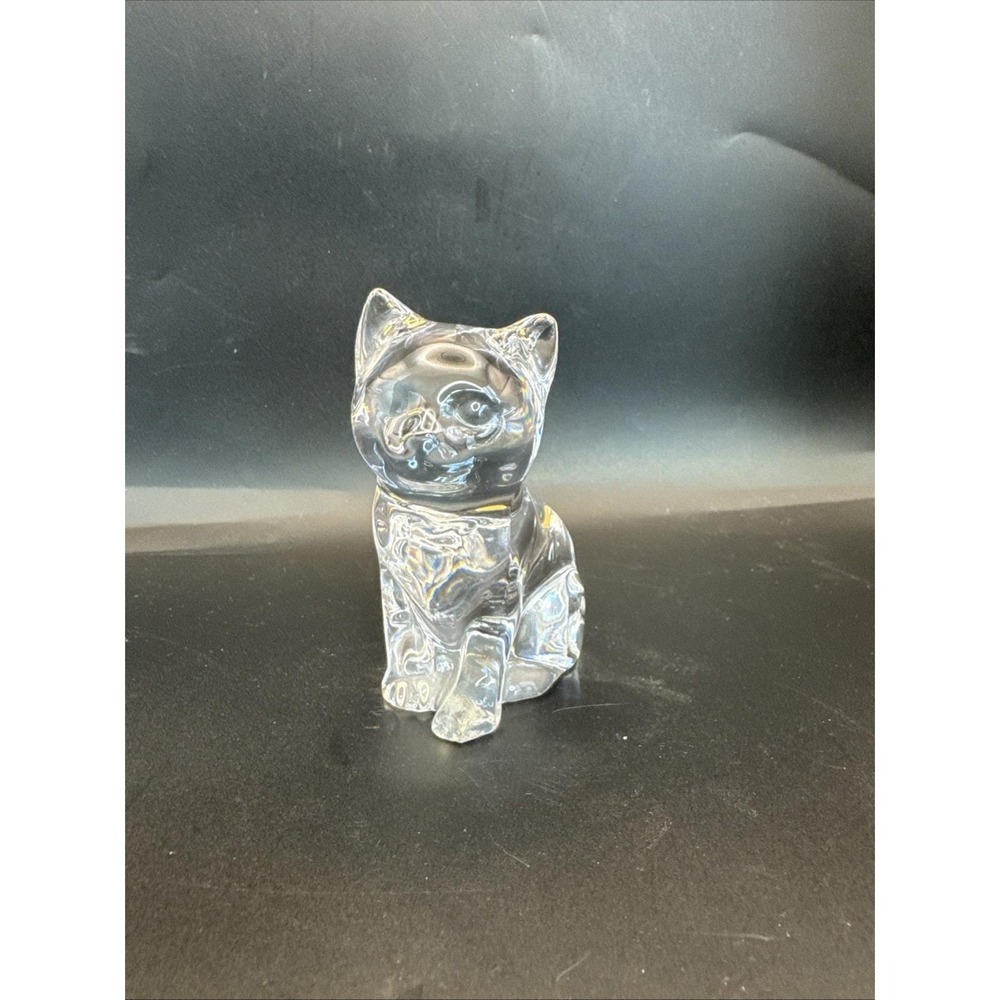 Vintage Princess House Crystal Sitting Cat Figurine‎ Germany 3.5 in